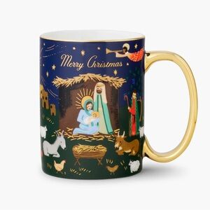 Rifle Paper Co. Holiday Porcelain Nativity Scene Christmas Coffee Tea Mug Cup